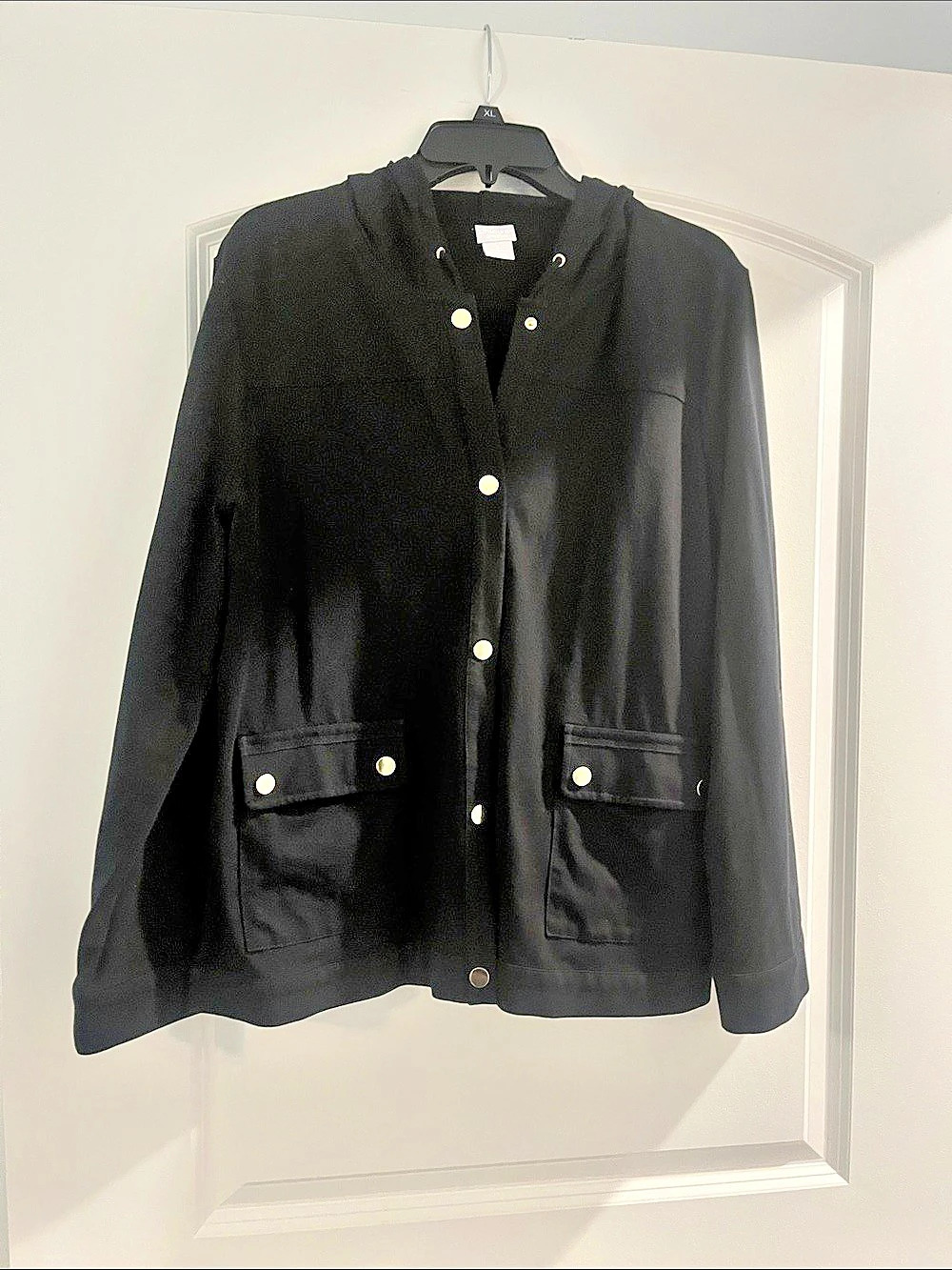 Chico's Zero Gravity Black Utility Jacket Size 2 Like New